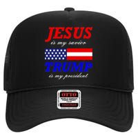 Jesus Savior Trump President High Crown Mesh Back Trucker Hat