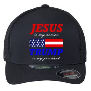 Jesus Savior Trump President Flexfit Unipanel Trucker Cap