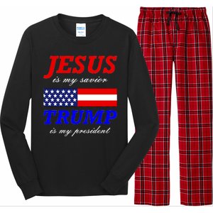 Jesus Savior Trump President Long Sleeve Pajama Set