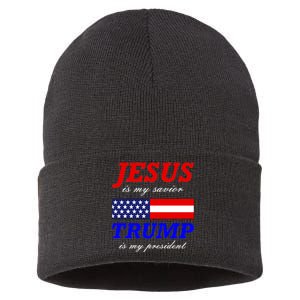 Jesus Savior Trump President Sustainable Knit Beanie