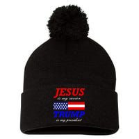 Jesus Savior Trump President Pom Pom 12in Knit Beanie