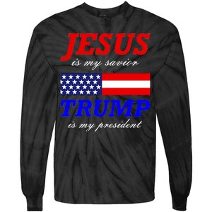 Jesus Savior Trump President Tie-Dye Long Sleeve Shirt