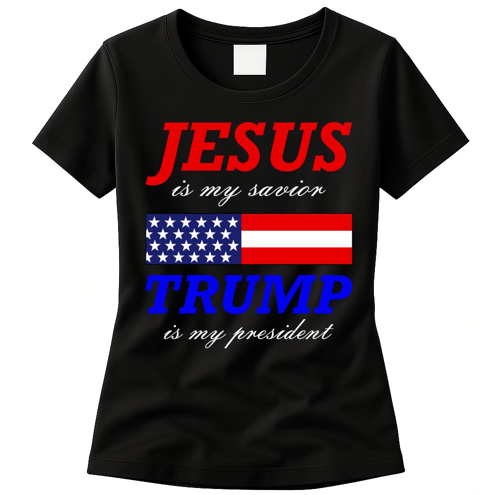Jesus Savior Trump President Womens T-Shirt