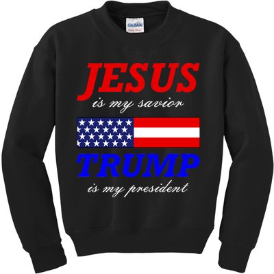 Jesus Savior Trump President Kids Sweatshirt