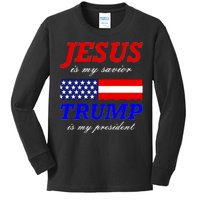 Jesus Savior Trump President Kids Long Sleeve Shirt