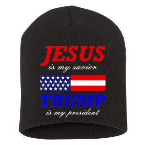 Jesus Savior Trump President Short Acrylic Beanie