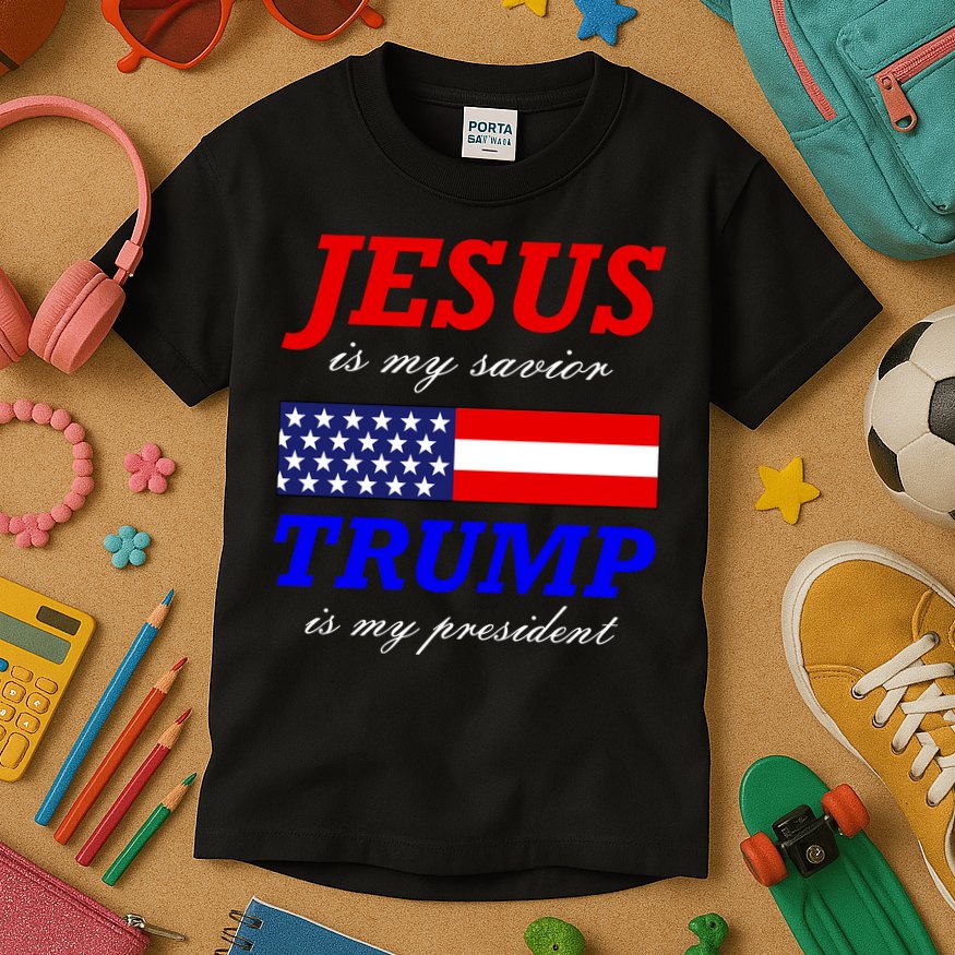 Jesus Savior Trump President Kids T-Shirt