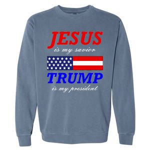 Jesus Savior Trump President Garment-Dyed Sweatshirt