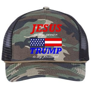 Jesus Savior Trump President Retro Rope Trucker Hat Cap