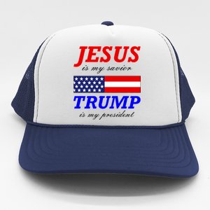 Jesus Savior Trump President Trucker Hat