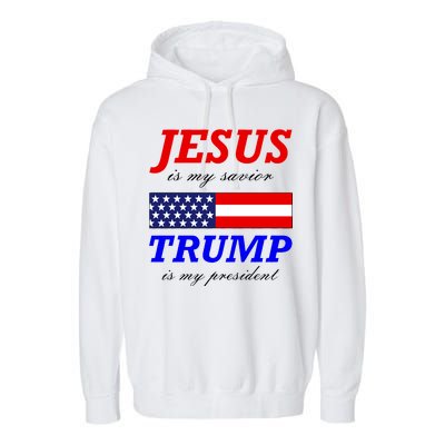 Jesus Savior Trump President Garment-Dyed Fleece Hoodie