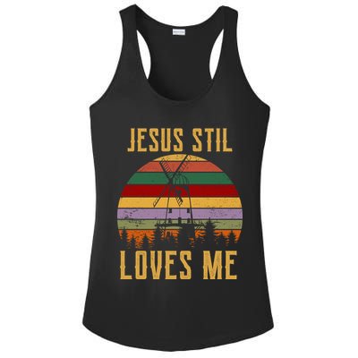 Jesus Still Loves Me Vintage Windmill Ladies PosiCharge Competitor Racerback Tank