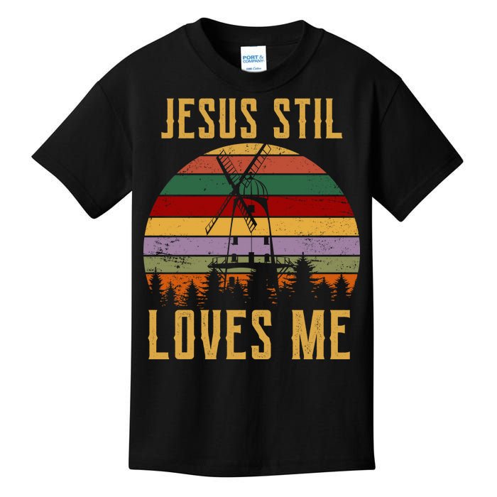 Jesus Still Loves Me Vintage Windmill Kids T-Shirt