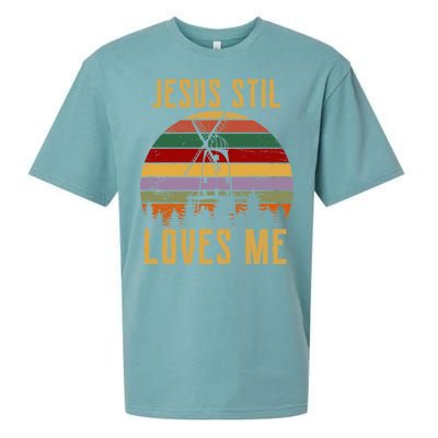 Jesus Still Loves Me Vintage Windmill Sueded Cloud Jersey T-Shirt