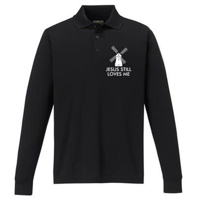 Jesus Still Loves Me Windmill Christian Performance Long Sleeve Polo