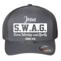 Jesus SWAG Serve Worship And Glorify John 3:16 Flexfit Unipanel Trucker Cap