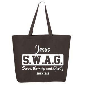 Jesus SWAG Serve Worship And Glorify John 3:16 25L Jumbo Tote