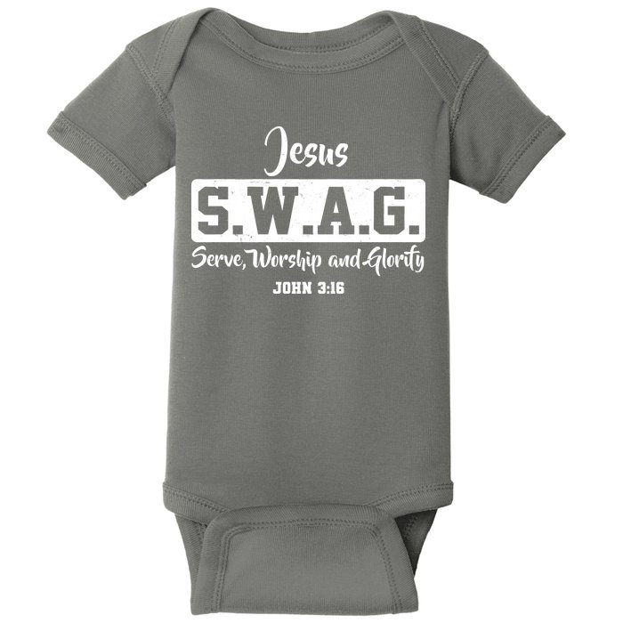 Jesus SWAG Serve Worship And Glorify John 3:16 Baby Bodysuit