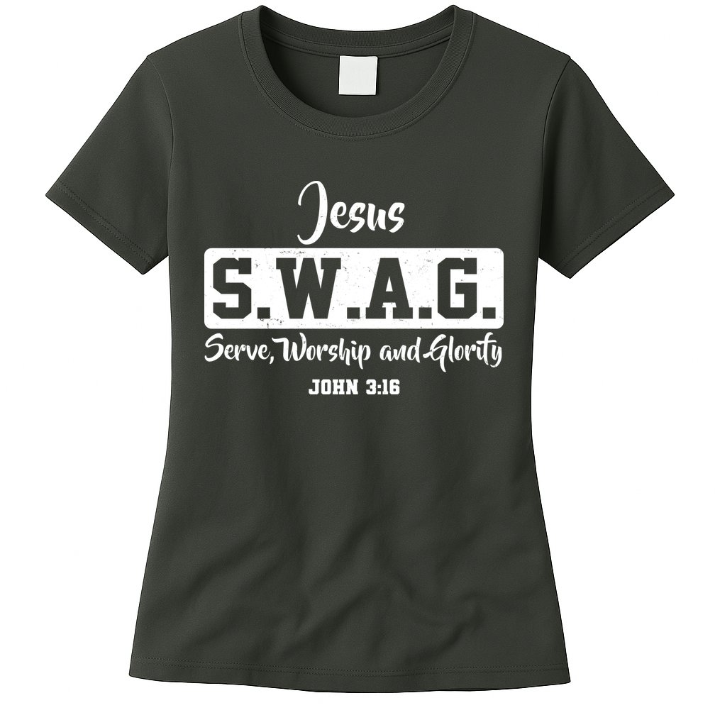 Jesus SWAG Serve Worship And Glorify John 3:16 Womens T-Shirt