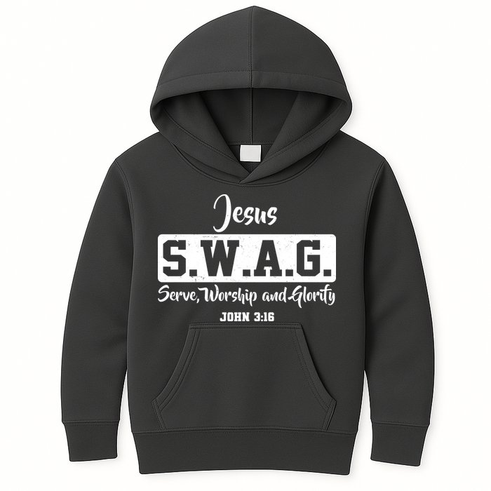 Jesus SWAG Serve Worship And Glorify John 3:16 Kids Hoodie