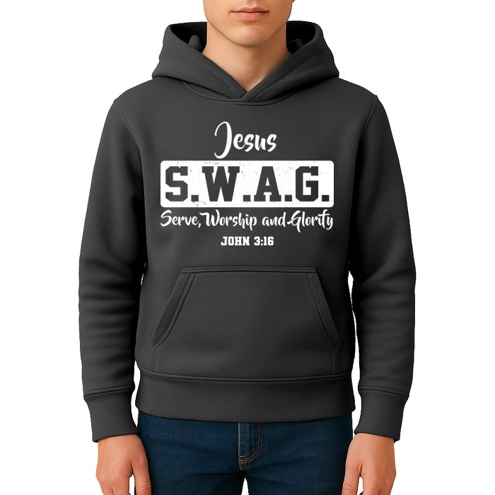Jesus SWAG Serve Worship And Glorify John 3:16 Kids Hoodie