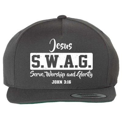 Jesus SWAG Serve Worship And Glorify John 3:16 Wool Snapback Cap