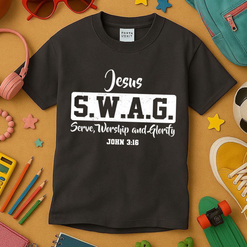 Jesus SWAG Serve Worship And Glorify John 3:16 Kids T-Shirt