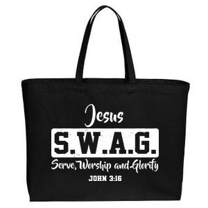 Jesus SWAG Serve Worship And Glorify John 3:16 Cotton Canvas Jumbo Tote