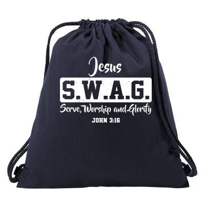 Jesus SWAG Serve Worship And Glorify John 3:16 Drawstring Bag