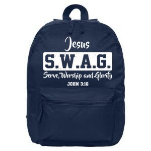 Jesus SWAG Serve Worship And Glorify John 3:16 16 in Basic Backpack