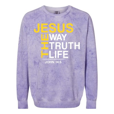 Jesus The Way Truth Life John 14:6 Colorblast Crewneck Sweatshirt