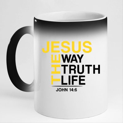 Jesus The Way Truth Life John 14:6 11oz Black Color Changing Mug