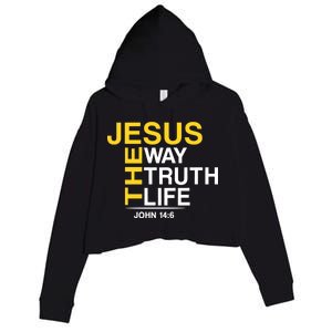 Jesus The Way Truth Life John 14:6 Crop Fleece Hoodie