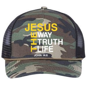 Jesus The Way Truth Life John 14:6 Retro Rope Trucker Hat Cap