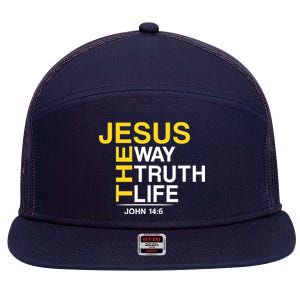 Jesus The Way Truth Life John 14:6 7 Panel Mesh Trucker Snapback Hat