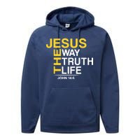 Jesus The Way Truth Life John 14:6 Performance Fleece Hoodie