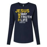 Jesus The Way Truth Life John 14:6 Womens Cotton Relaxed Long Sleeve T-Shirt