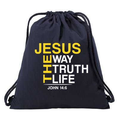 Jesus The Way Truth Life John 14:6 Drawstring Bag