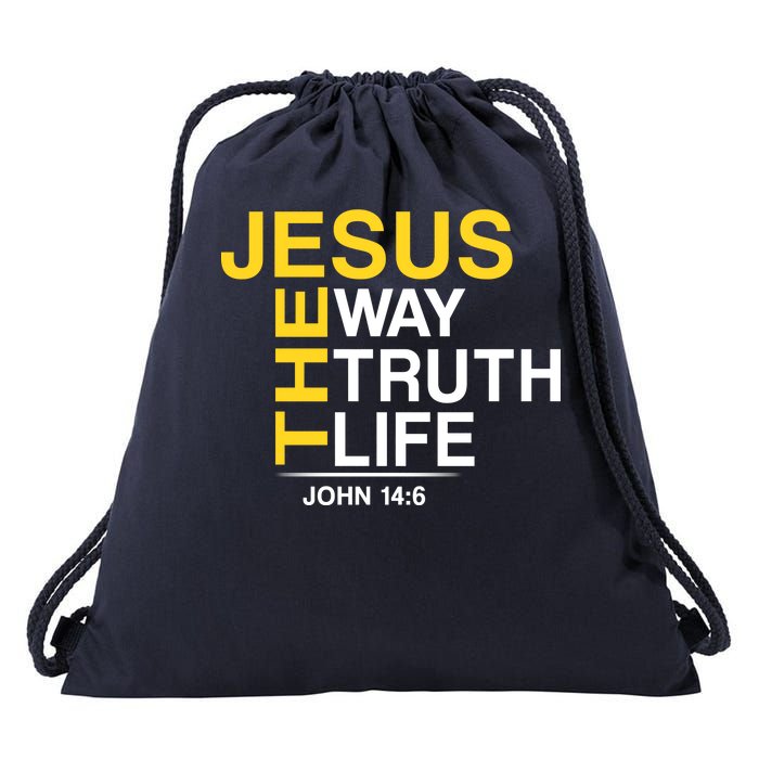 Jesus The Way Truth Life John 14:6 Drawstring Bag