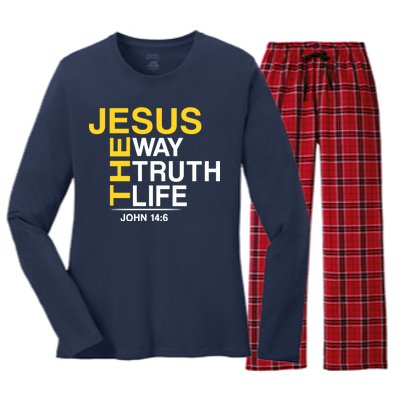 Jesus The Way Truth Life John 14:6 Women's Long Sleeve Flannel Pajama Set 