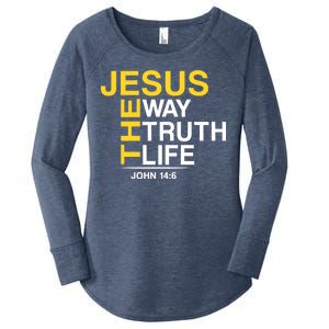 Jesus The Way Truth Life John 14:6 Women's Perfect Tri Tunic Long Sleeve Shirt