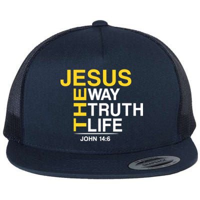 Jesus The Way Truth Life John 14:6 Flat Bill Trucker Hat