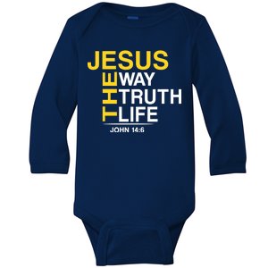 Jesus The Way Truth Life John 14:6 Baby Long Sleeve Bodysuit