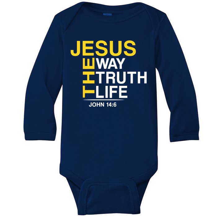 Jesus The Way Truth Life John 14:6 Baby Long Sleeve Bodysuit