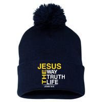 Jesus The Way Truth Life John 14:6 Pom Pom 12in Knit Beanie