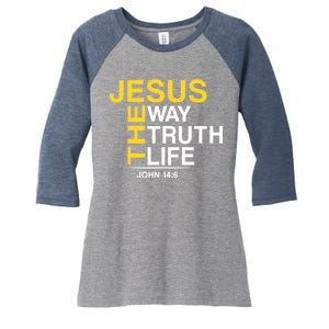 Jesus The Way Truth Life John 14:6 Women's Tri-Blend 3/4-Sleeve Raglan Shirt