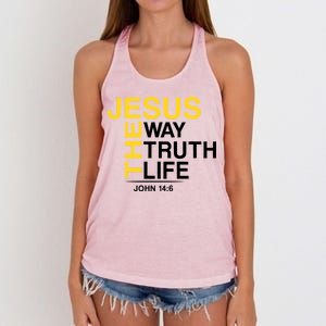 Jesus The Way Truth Life John 14:6 Women's Knotted Racerback Tank