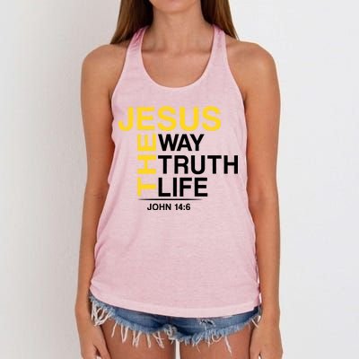 Jesus The Way Truth Life John 14:6 Women's Knotted Racerback Tank