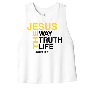 Jesus The Way Truth Life John 14:6 Women's Racerback Cropped Tank