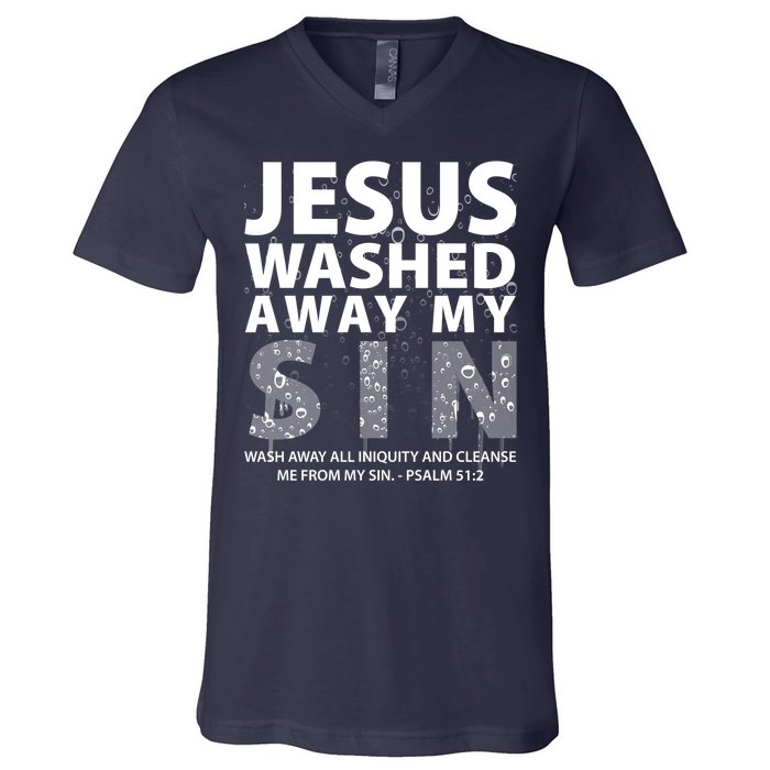 Jesus Washed Away My Sin Catholic V-Neck T-Shirt